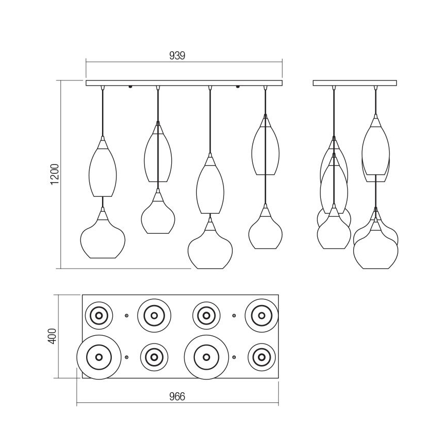 Redo 01-3195 - Ljuskrona med textilsladd TANNER 8xE14/28W/230V