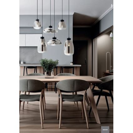 Redo 01-3196 - Ljuskrona med textilsladd LUKE 1xE27/42W/230V diameter 17 cm svart