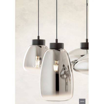 Redo 01-3196 - Ljuskrona med textilsladd LUKE 1xE27/42W/230V diameter 17 cm svart