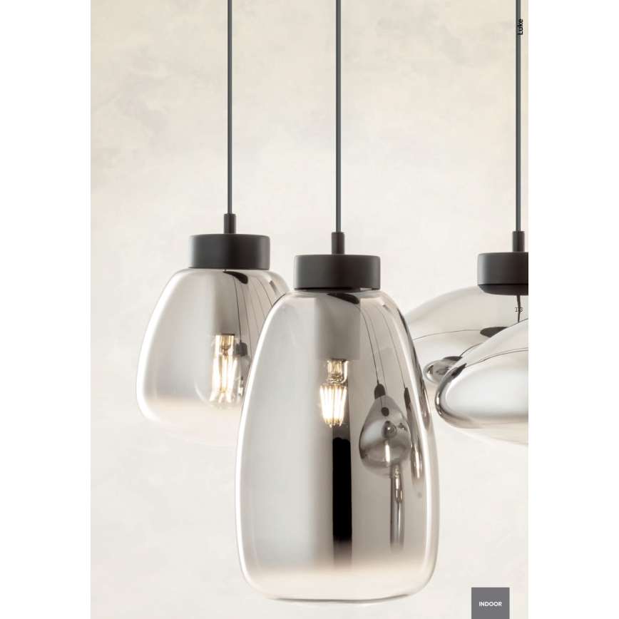 Redo 01-3196 - Ljuskrona med textilsladd LUKE 1xE27/42W/230V diameter 17 cm svart