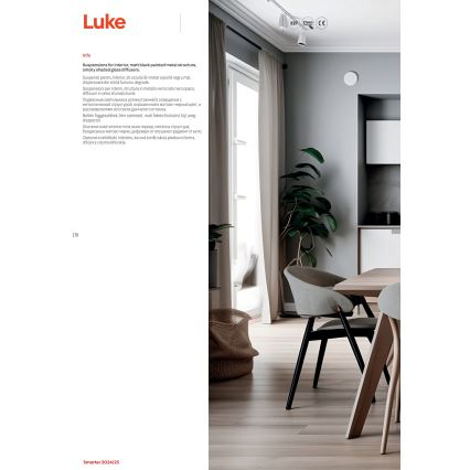 Redo 01-3196 - Ljuskrona med textilsladd LUKE 1xE27/42W/230V diameter 17 cm svart