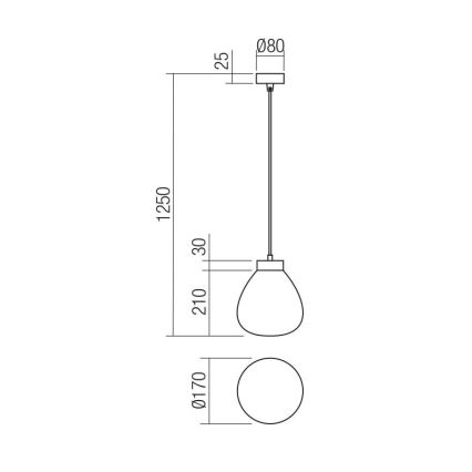 Redo 01-3196 - Ljuskrona med textilsladd LUKE 1xE27/42W/230V diameter 17 cm svart