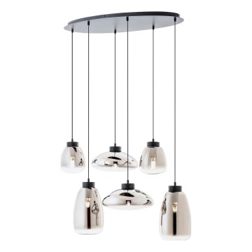 Redo 01-3212 - Ljuskrona med textilsladd LUKE 6xE27/42W/230V svart