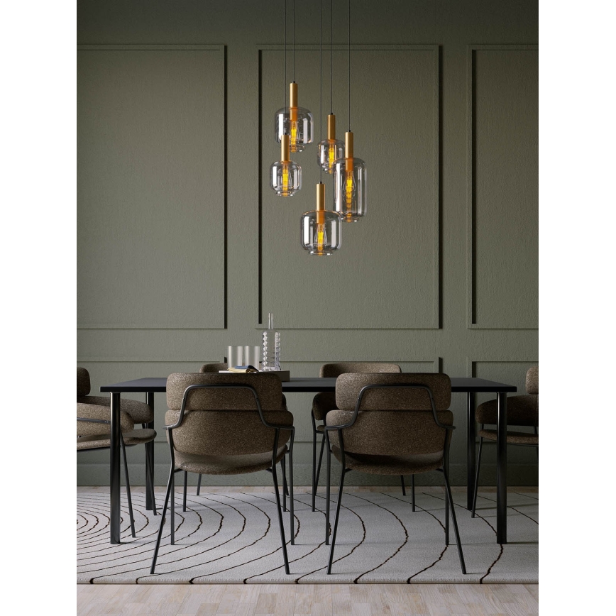 Redo 01-3214 - Ljuskrona med textilsladd BRINA 5xE27/23W/230V