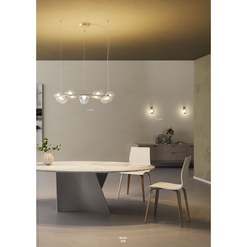 Redo 01-3241 - LED Vägglampa SINCLAIR LED/6,5W/230V CRI 93 IP21 guld