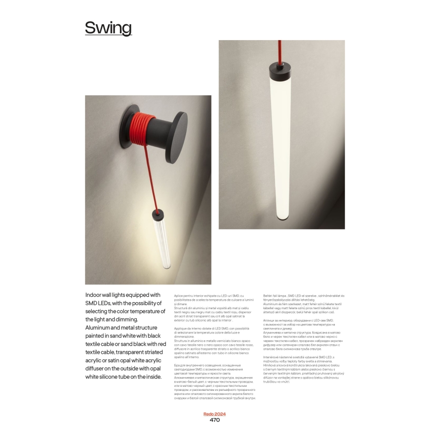 Redo 01-3303 - LED dimbar vägglampa SWING LED/16W/230V 3000/4000K CRI 90 vit