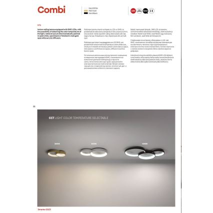 Redo 01-3375 - LED Dimbart takarmatur COMBI LED/72W/230V 3000/4000/6000K CRI98 svart