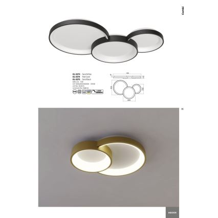 Redo 01-3375 - LED Dimbart takarmatur COMBI LED/72W/230V 3000/4000/6000K CRI98 svart