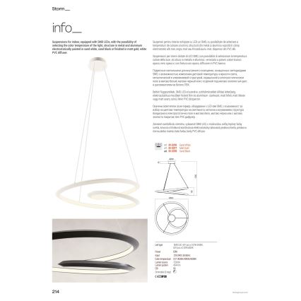 Redo 01-3377 - Dimbar LED-pendel på vajer STORM LED/60W/230V 3000/4000/6000K CRI 90 Ø 80 cm guldfärgad