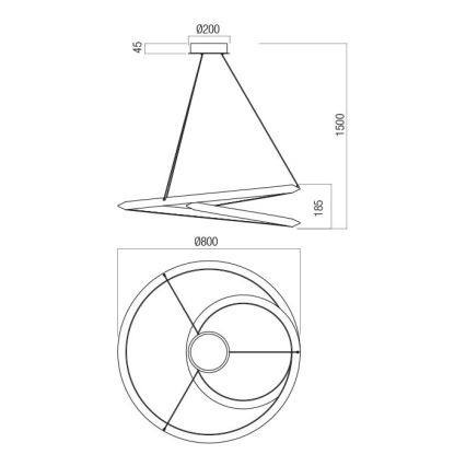 Redo 01-3378 - Dimbar LED-pendel på kabel STORM LED/60W/230V 3000/4000/6000K CRI 90 pr. 80 cm svart