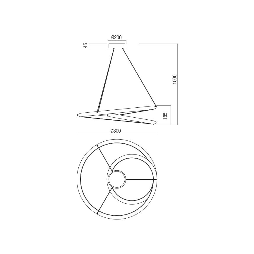 Redo 01-3378 - Dimbar LED-pendel på kabel STORM LED/60W/230V 3000/4000/6000K CRI 90 pr. 80 cm svart