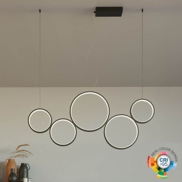 Redo 01-3384 - LED ljusreglerad ljuskrona på textilsladd ATHENA LED/40W/230V 3000/4000/6000K CRI98 svart