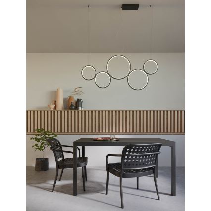 Redo 01-3384 - LED ljusreglerad ljuskrona på textilsladd ATHENA LED/40W/230V 3000/4000/6000K CRI98 svart