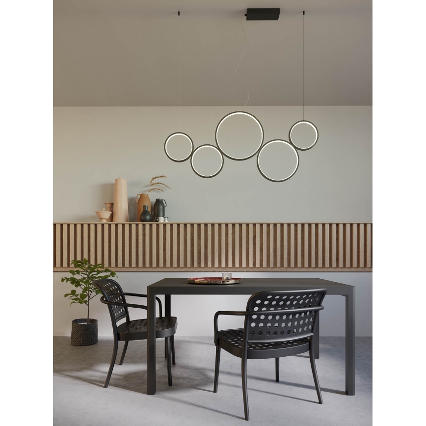 Redo 01-3384 - LED ljusreglerad ljuskrona på textilsladd ATHENA LED/40W/230V 3000/4000/6000K CRI98 svart