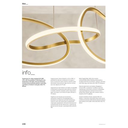 Redo 01-3389 - Dimbar LED-pendel på vajer i guldfinish, BIAS LED/90W/230V 3000/4500/6500K CRI 90