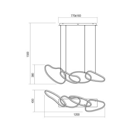 Redo 01-3389 - Dimbar LED-pendel på vajer i guldfinish, BIAS LED/90W/230V 3000/4500/6500K CRI 90