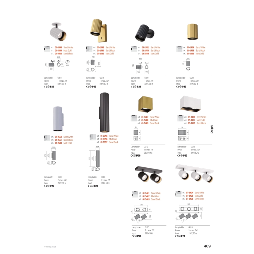 Redo 01-3408 - DELPHI spotarmatur 1xGU10/7W/230V 8,1x8,1 cm guldig