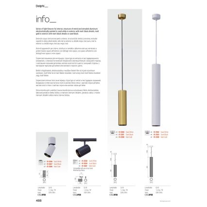 Redo 01-3411 - Spotarmatur DELPHI 2xGU10/7W/230V 16,1x8,1 cm guld