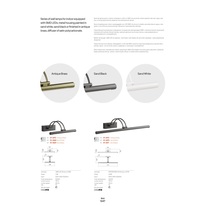 Redo 01-3469 - LED tavelbelysning IKON LED/7,3W/230V 29,5 cm CRI 92 svart