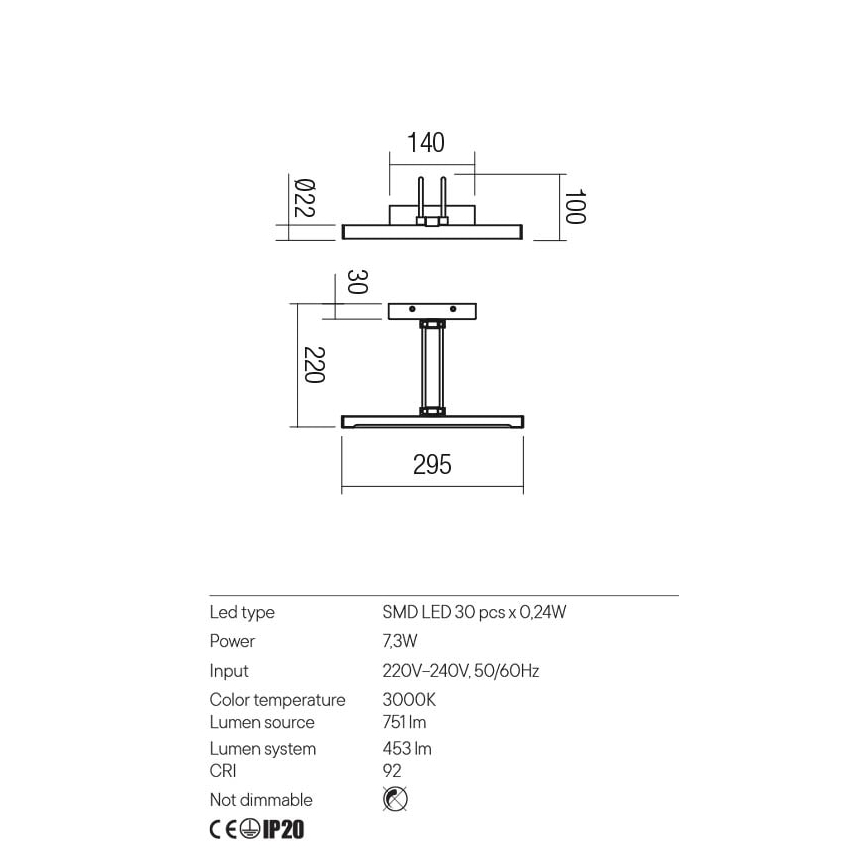 Redo 01-3469 - LED tavelbelysning IKON LED/7,3W/230V 29,5 cm CRI 92 svart