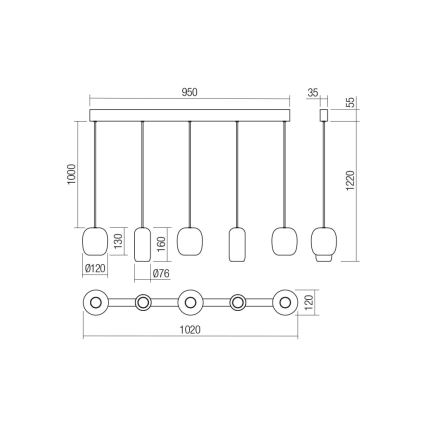 Redo 01-3481 - Ljuskrona med textilsladd BOOM 5xGU10/10W/230V svart/grön/brun