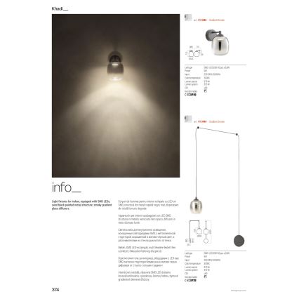 Redo 01-3484 - Vägglampa KHADI LED/6W/230V CRI 90 Ø 12 cm svart/rökfärgad