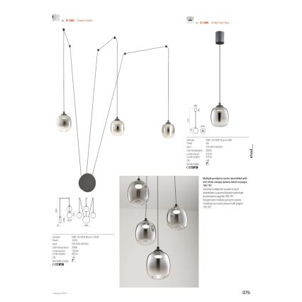 Redo 01-3485 - Dimbar LED-vägglampa KHADI 3xLED/5,5W/230V CRI 90 Ø 12 cm svart/rökfärgad