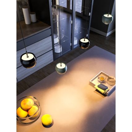 Redo 01-3549 - LED ljuskrona med textilsladd AVES LED/12W/230V diameter 9,6 cm CRI 90 grå