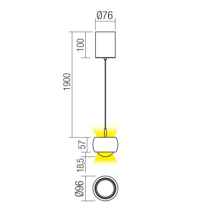 Redo 01-3551 - LED ljuskrona med textilsladd AVES LED/12W/230V diameter 9,6 cm CRI 90 antracit