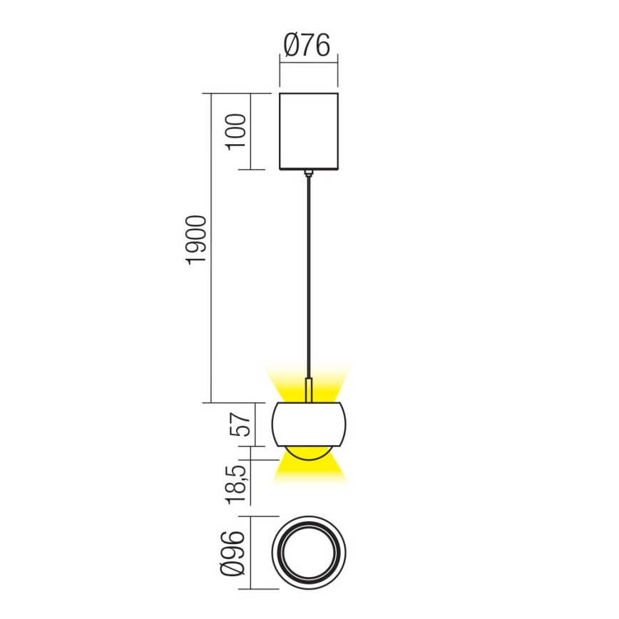 Redo 01-3551 - LED ljuskrona med textilsladd AVES LED/12W/230V diameter 9,6 cm CRI 90 antracit