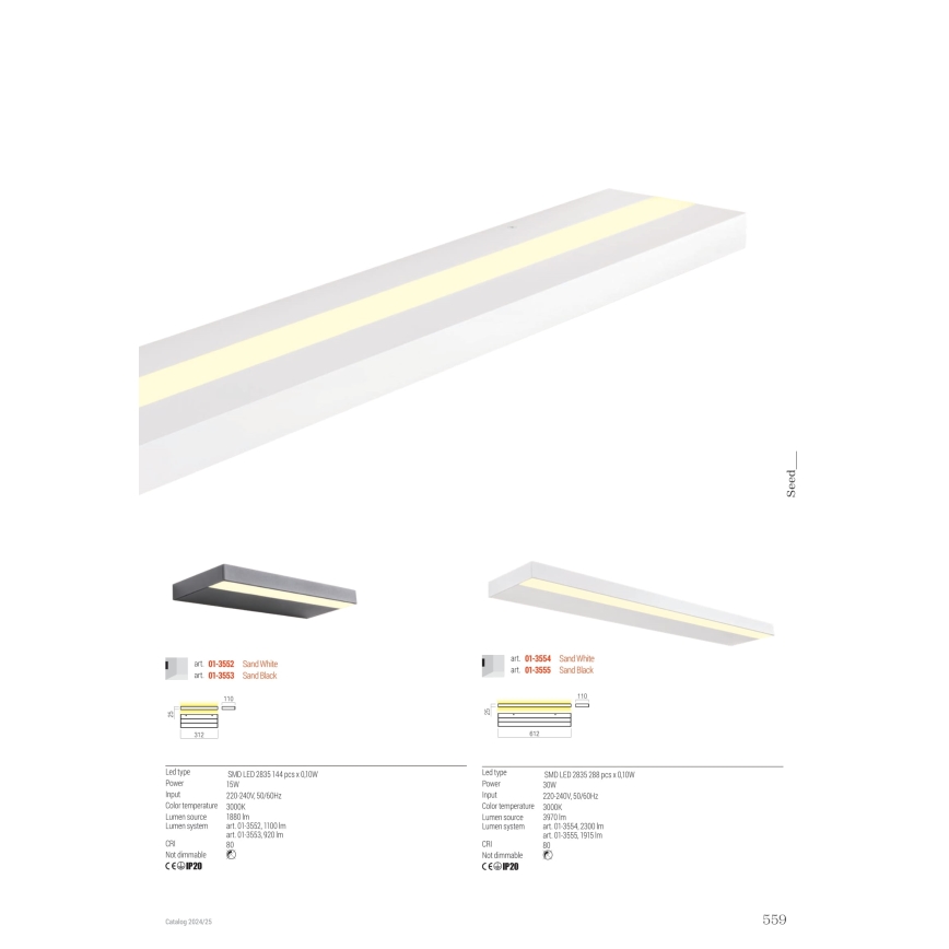 Redo 01-3552 - LED väggbelysning SEED LED/15W/230V vit