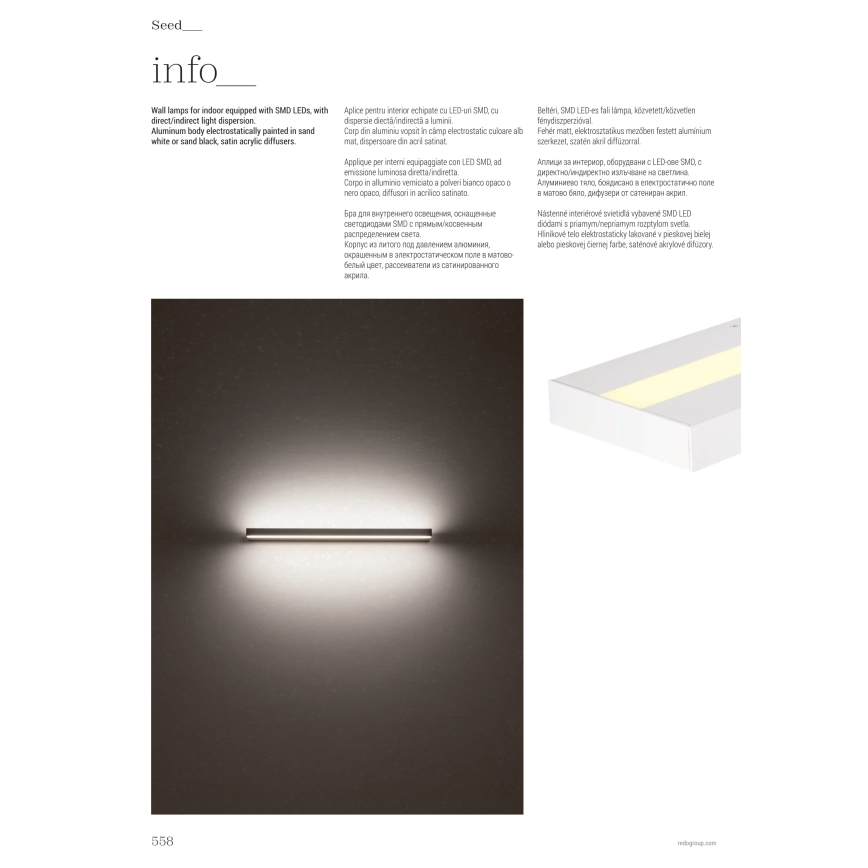 Redo 01-3554 - LED väggbelysning SEED LED/30W/230V vit