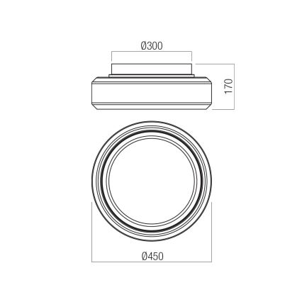 Redo 01-3590 - LED taklampa SOLERA LED/36W/230V diameter 45 cm CRI 93 3000/4000K grå