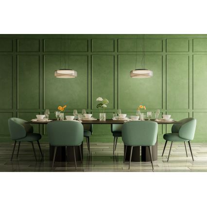 Redo 01-3591 - LED ljuskrona med textilsladd SOLERA LED/24W/230V diameter 35 cm CRI 93 3000/4000K grå