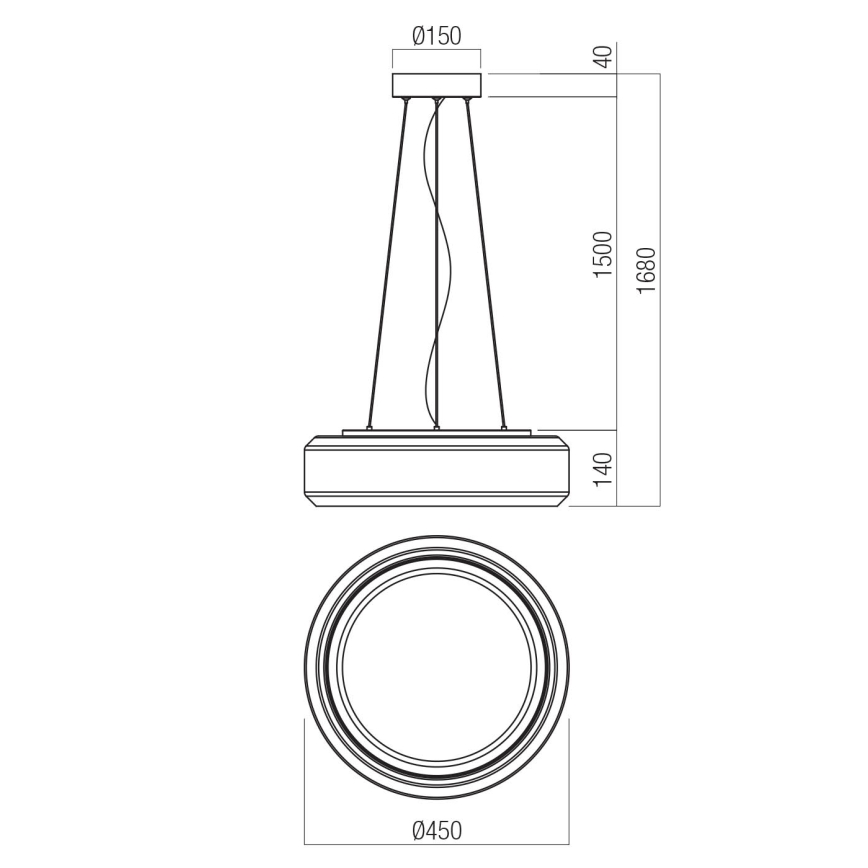 Redo 01-3592 - LED ljuskrona med textilsladd SOLERA LED/36W/230V diameter 45 cm CRI 93 3000/4000K grå