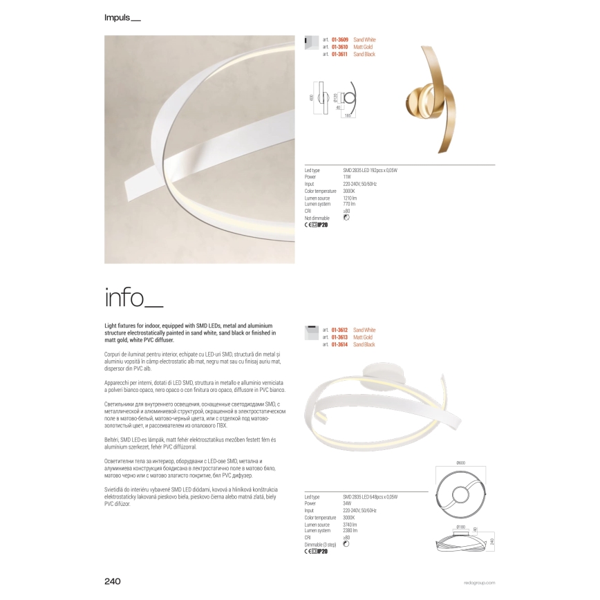 Redo 01-3626 - Dimbar LED-golvlampa IMPULS LED/36W/230V svart