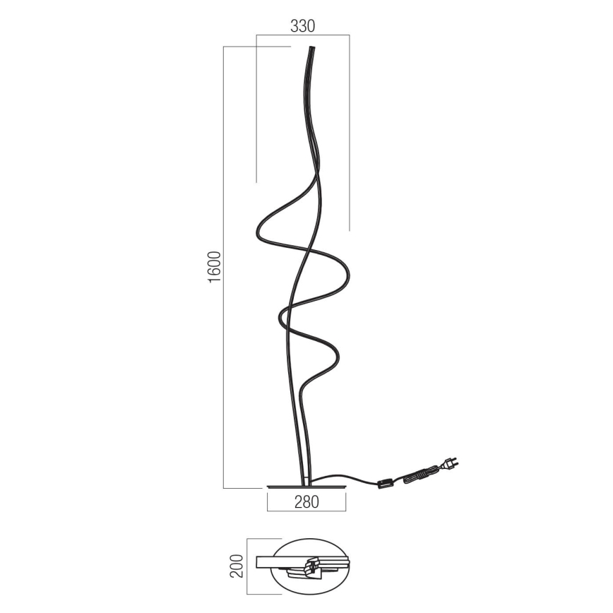 Redo 01-3626 - Dimbar LED-golvlampa IMPULS LED/36W/230V svart