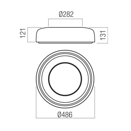 Redo 01-3721 - LED-takarmatur DIP-LED/30W/230V 2700/3000/4000/5000/6500K CRI 90 Ø 48,6 cm beige