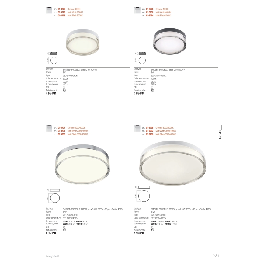 Redo 01-3732 - LED badrumstaklampa FRISBI LED/18W/230V Ø 28 cm CRI 90 3000/4000K IP44 vit
