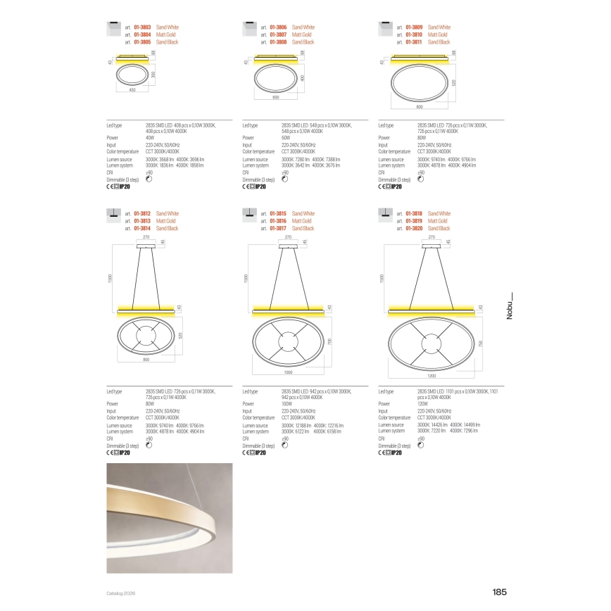 Redo 01-3808 - Dimbart LED-takarmatur NOBU LED/60W/230V 3000/4000K CRI 90 svart