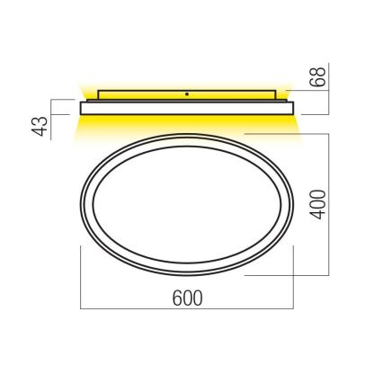 Redo 01-3808 - Dimbart LED-takarmatur NOBU LED/60W/230V 3000/4000K CRI 90 svart