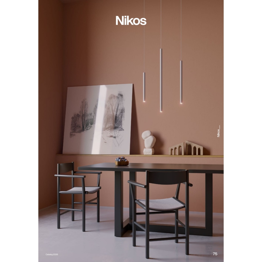 Redo 01-3859 - LED-pendel på vajer NIKOS LED/8W/230V 3000K CRI 90 Ø 6 cm vit