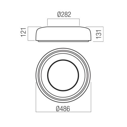 Redo 01-3940 - LED-takarmatur DIP LED/30W/230V 2700/3000/4000/5000/6500K CRI 90 Ø 48,6 cm vit