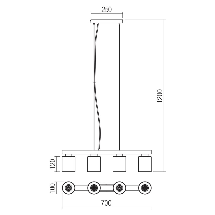 Redo 01-3986 - Ljuskrona med textilsladd ROTIS 4xE27/15W/230V