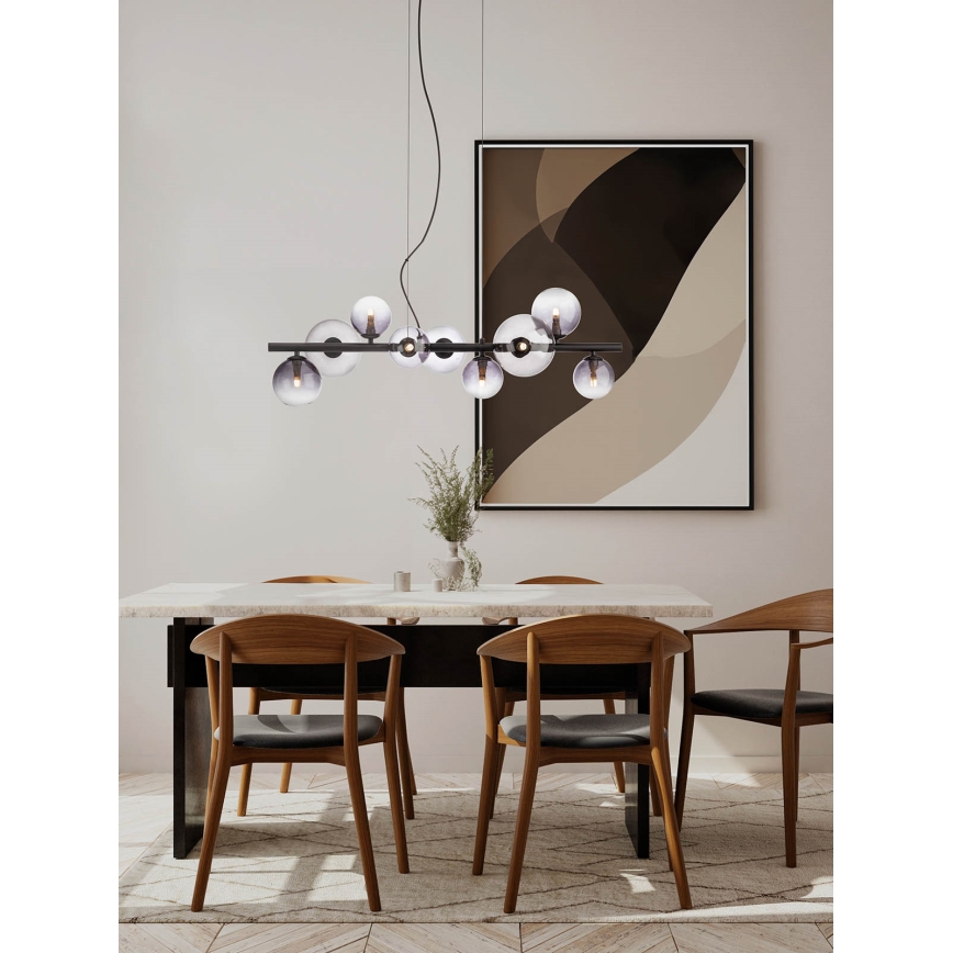 Redo 01-3989 - Ljuskrona med textilsladd ASTRA 9xG9/8W/230V svart