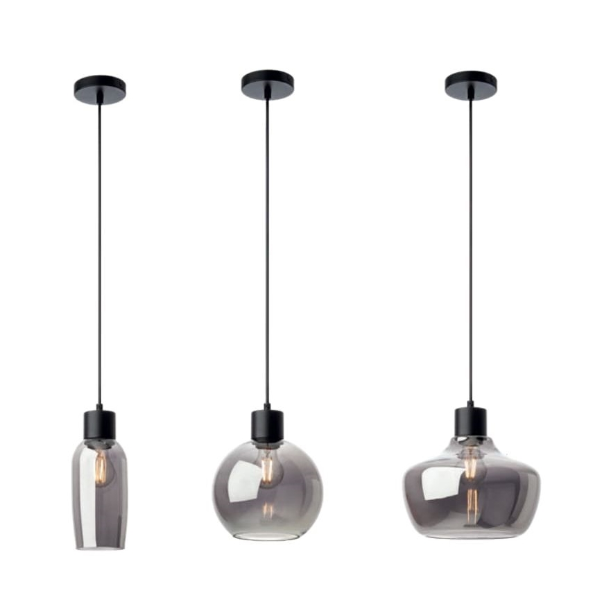 Redo 01-4044 - Ljuskrona med textilsladd ATLANTIS 1xE27/42W/230V diameter 11 cm svart