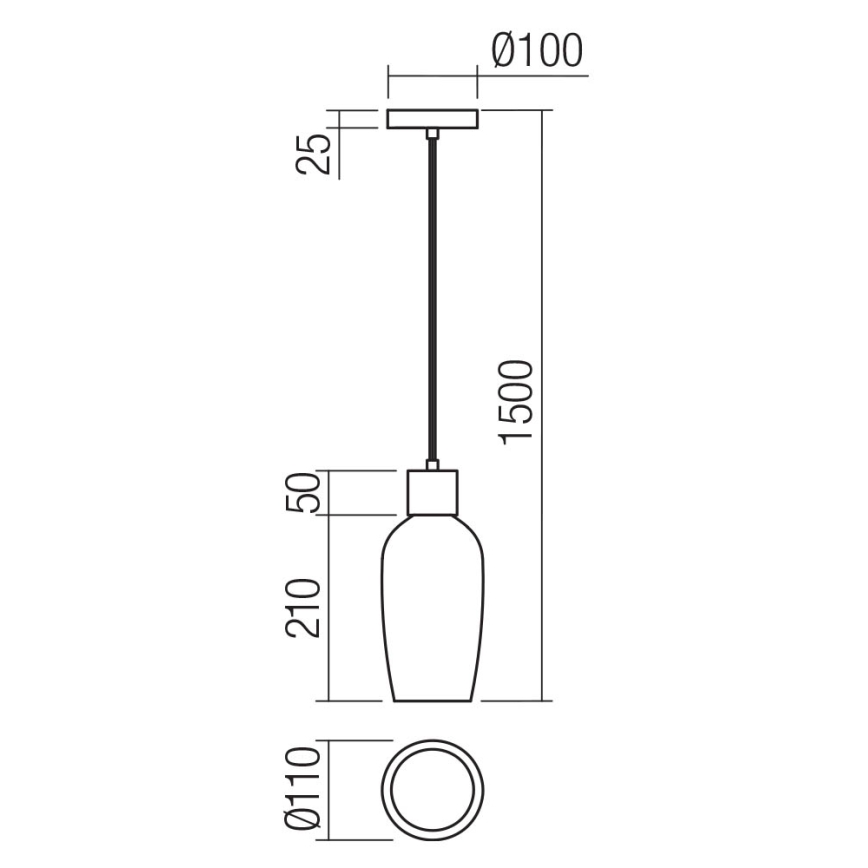 Redo 01-4044 - Ljuskrona med textilsladd ATLANTIS 1xE27/42W/230V diameter 11 cm svart