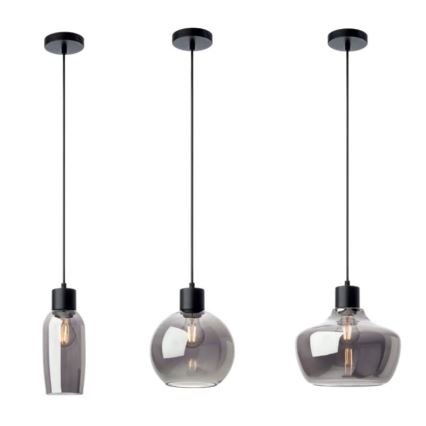 Redo 01-4045 - Ljuskrona med textilsladd ATLANTIS 1xE27/42W/230V diameter 20 cm svart