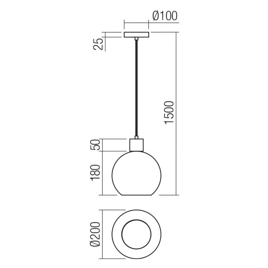 Redo 01-4045 - Ljuskrona med textilsladd ATLANTIS 1xE27/42W/230V diameter 20 cm svart