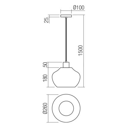 Redo 01-4046 - Ljuskrona med textilsladd ATLANTIS 1xE27/42W/230V diameter 26 cm svart